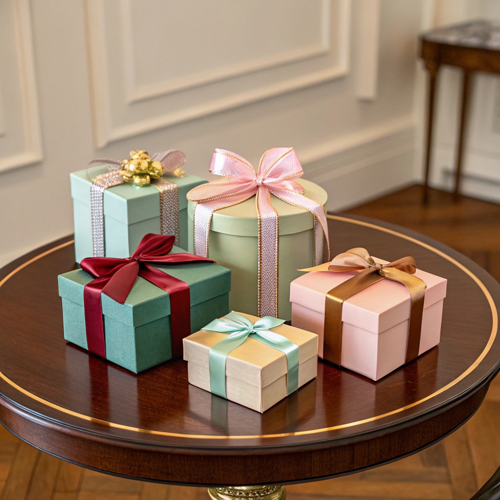 Klassisk gaveinnpakning med tradisjonelle mønstre
