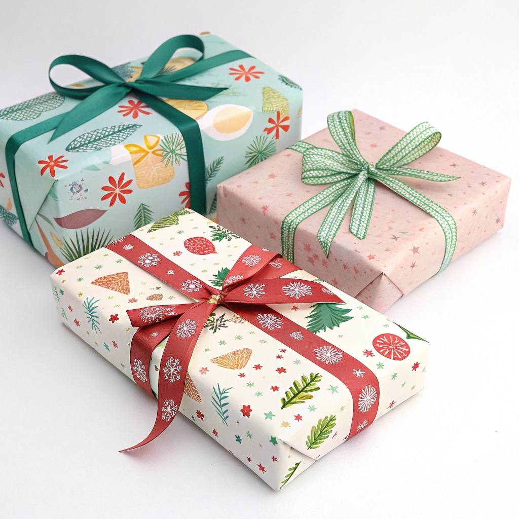 Minimalistisk gaveinnpakning i nøytrale farger